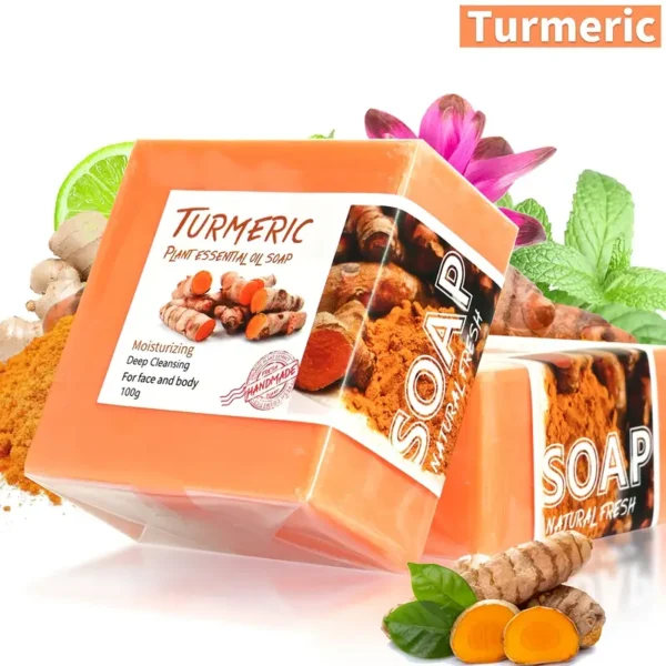 4 Pack Turmeric Facial Cleansing Soap for Deep Skin Cleansing. - Image 3