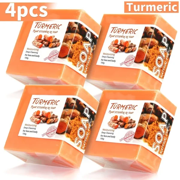 4 Pack Turmeric Facial Cleansing Soap for Deep Skin Cleansing. - Image 2