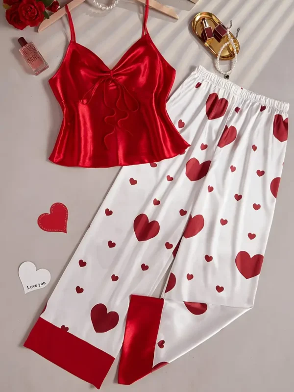 1set Valentine's Day Romantic Comfort Satin Pajama Set,