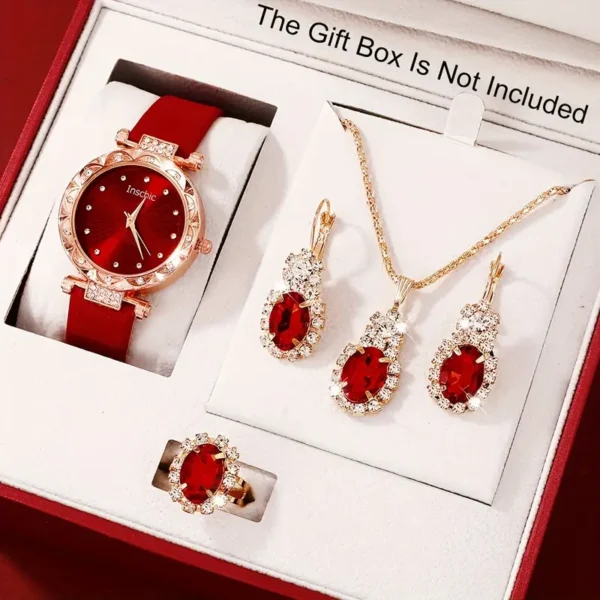 5pcs Set Popular Ladies Quartz Watches + Popular Exquisite Jewelry Set - Image 3