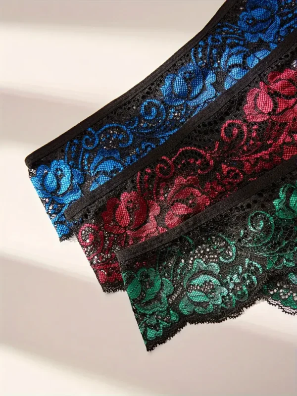 3pcs Floral Lace Thong - Image 2